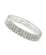 Silver Toned 3 Row Crystal Sparkle Bracelet [Jewelry] - £16.35 GBP