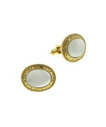 1928 Mens MOP Oval Cufflinks (Gold-Tone) [Jewelry] - £27.39 GBP