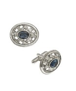 1928 Company Men&#39;s Lattice Crystal Oval Cuff Links O/S Silver Tone [Jewe... - $47.54 CAD