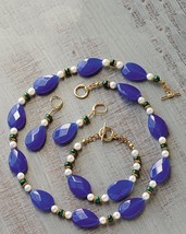 Smithsonian Faceted Blue Jade Jewelry Set - £102.29 GBP