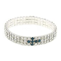 Sapphire Blue Cross Multi-Row Crystal Tennis Bracelet [Jewelry] - £14.02 GBP