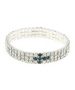 Sapphire Blue Cross Multi-Row Crystal Tennis Bracelet [Jewelry] - £14.01 GBP