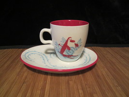 Starbucks 2007 Holiday Christmas Cup Mug &amp; Snack Plate Saucer Snowman Penguin  - £15.72 GBP