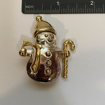 Christmas Pin Snowman Candy Cane Gold Tone - $6.40