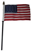 AES Wholesale 6 USA American 44 Star Linear 4&quot;x6&quot; Flag Desk Set Table Wo... - £7.75 GBP