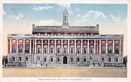 Waterbury Connecticut~New Municipal Building~Union News Postcard 1918 - £7.61 GBP
