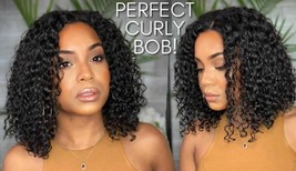 Brazilian Curly Deep Wave Bob Afro Curly Pre-Plucked 150% Density Lace Front Wig - £107.44 GBP+
