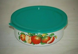 Enamelware Mixing Bowl w Lid Apple Designs Kitchen Food Storage Container b - $16.82