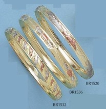 Diamond Cut  Tri Color Gold Layered Bangle Bracelet 1-1520 2 3/4 Inch - £9.49 GBP