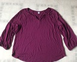 Old Navy Sz XL Raspberry Pink Embroidered Blouse Rayon 3/4 Sleeve - $17.88