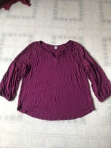 Old Navy Sz XL Raspberry Pink Embroidered Blouse Rayon 3/4 Sleeve - £14.04 GBP