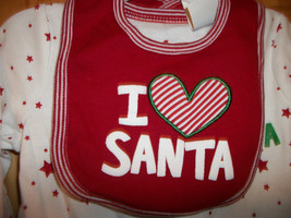 Fashion Holiday Circo Baby Clothes 6M I Love Santa Christmas Bib Bodysui... - $14.24