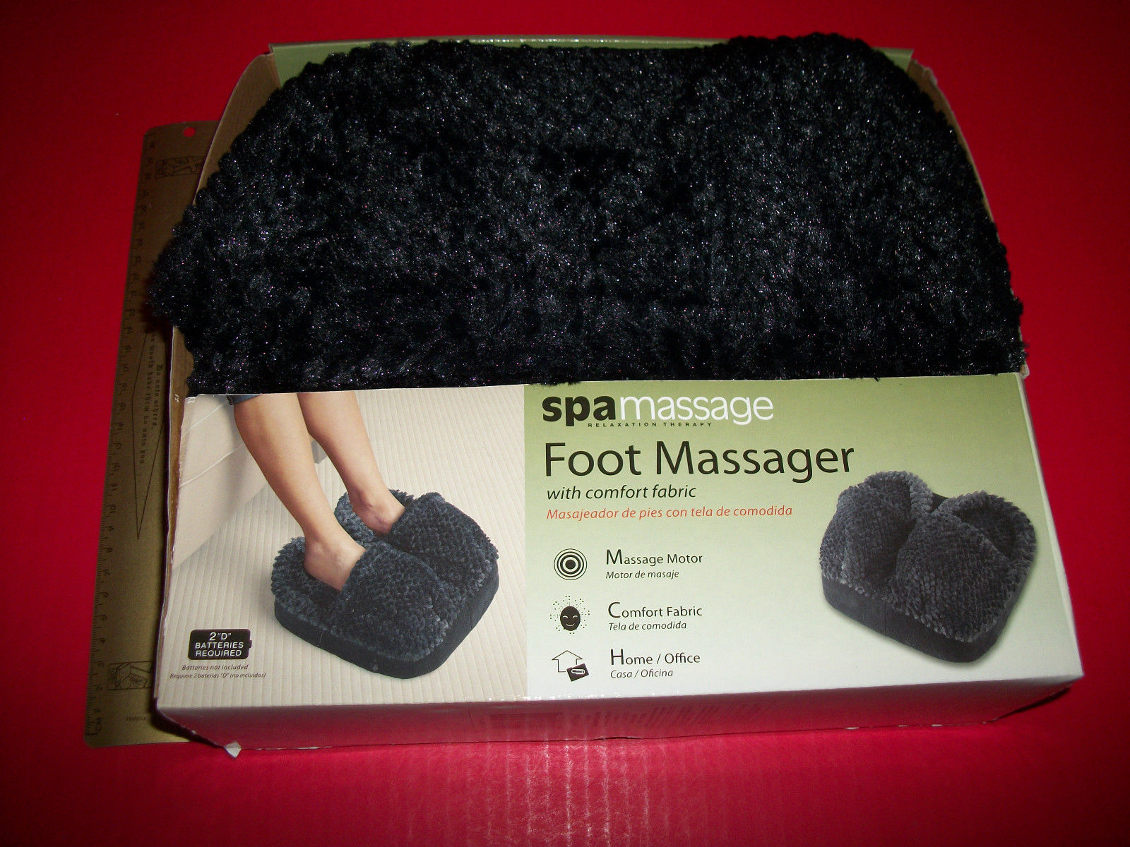 Home Gift Foot Massager Spa Footcare Health Remedy Care Black Fur Comfort Fabric - $14.24