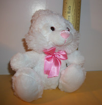 Toy Holiday Plush Bunny White Soft Rabbit Stuffed Animal Easter Friend Pink Bow - $4.74