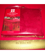 Home Holiday Table Cloth 70&quot; Round Poinsettia Ribbons Christmas Linen Ta... - $14.24