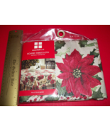 Home Holiday Table Cloth 70&quot; Round Metallic Poinsettia Holly Linen Table... - $14.24