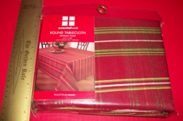 Home Holiday Table Cloth 70 Inch Round Metallic Plaid Essential Linen Ta... - £11.38 GBP