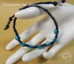 Turquoise and Navy Adjustable Macramé Shambhala bracelet  - £9.24 GBP