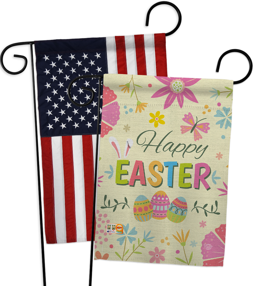Happy Easter Colourful Flowers - Impressions Decorative USA - Applique Garden Fl - £24.75 GBP