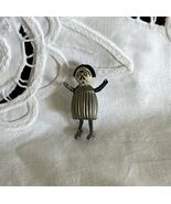 Vintage Brooch Child w Articulating Legs Silvertone Body 1.5&quot; Tall - $350.61 MXN
