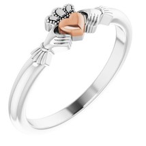 Authenticity Guarantee 
14K White and Rose Gold Claddagh Ring - £446.83 GBP+