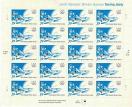 Downhill Skier Italy Winter Olympic Games 2006 Us Stamp Sheet 20 X 39 Cent Mnh - £15.83 GBP