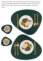 GREEN Placemats Set of 2, Faux Leather Placemats, - $9.78