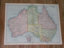 1924 Vintage Map Of Australia And Tasmania / Melbourhe Sydney Perth Brisbane - $24.11