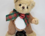 BEARINGTON COLLECTION Christmas Bear Plaid Ribbon Bow Tie Jingle Bell W/... - $20.58