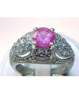 PINK Cubic Zirconia Vintage RING in STERLING Silver - Size 7 - ELEGANT - £59.94 GBP