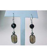 SMOKEY QUARTZ Dangle Vintage Earrings in STERLING Silver - 2 inches long - $38.00
