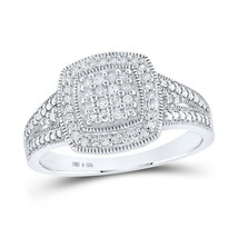 Sterling Silver Womens Round Diamond Square Ring 1/4 Cttw - £195.57 GBP