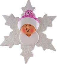 Baby Girl First Christmas Ornament Gift Snowflake Personalize Bib Free - £10.86 GBP