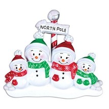 Snowman Family Of 4 Four Christmas Ornament Cute Gift Present Personalized Free - £9.45 GBP