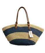 Tommy Bahama Bag Blue Woven Stray Tote Large Lined Beach Vacation Preppy - $844.95 MXN