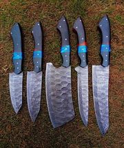 HANDMADE DAMASCUS STEEL CHEF KNIFE SET KITCHEN KNIVES SET - $98.01