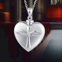 925 Sterling Silver Heart Cremation Jewelry Urn Necklace for Ashes Forever in My - $119.00