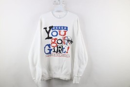 Vintage 90s Womens Large Spell Out USSSA Softball Crewneck Sweatshirt White - £46.68 GBP