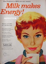 1958 Milk makes Energy Ad American Dairy John Whitcomb Art - $5.99