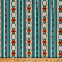 Cotton Southwestern Stripes Tucson Turquoise Fabric Print by the Yard D462.65 - £22.72 GBP