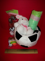 Toy Holiday Easter Basket Kit Plush Soccer Ball Container Grass Sport Viewer Egg - £14.96 GBP
