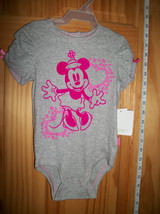 Disney Baby Clothes 12M Minnie Mouse Infant Creeper Bodysuit Gray Girl Body Suit - £11.43 GBP