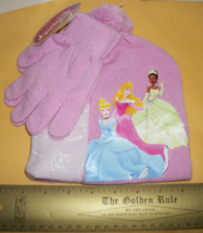 Disney Princess Girl Clothes Set Princess Tiana Pompom Cap Gloves Winter Hat - £7.58 GBP