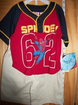 Spiderman Baby Clothes 18M Spider Man Boy Tan Shorts Set 62 Red Spidy Top Outfit - £12.75 GBP