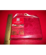 Home Holiday Table Cloth 60 x 84 Red Oblong Poinsettia Ribbon Linen Tabl... - $14.24