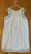 Calypso St. Barth White Cotton Silver Sequin Sleeveless Dress XS lined gauzy - £23.36 GBP