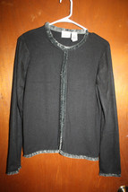 Liz Claiborne Villager Black Sweater/Fringe size Petite Medium - £6.01 GBP