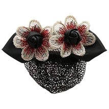 Retro Handicrafts Flower Hair Bun Cover Bowtie Hair Snood Net, Black with Fine M - $23.44