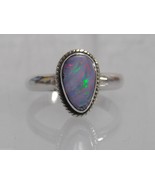 .925 Sterling Silver Natural Fire Opal Ladies Ring Sz 7.5 Blue Purple La... - £56.08 GBP