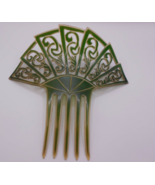VICTORIAN celluloid mantilla hair comb green peineta 7 1/2&quot; art nouveau ... - £111.07 GBP